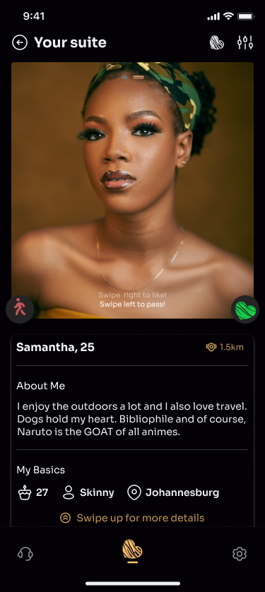 Ichötà app — Your suite view showing a curated member profile